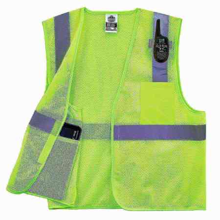 Glowear By Ergodyne S Lime Mesh Hi-Vis Safety Vest Class 2 - Single Size 8210HL-S